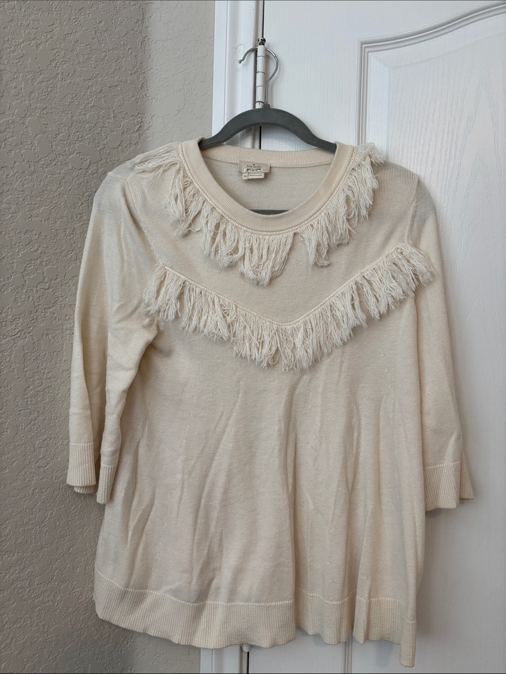Pre-owned kate spade Cream Fringe Sweater